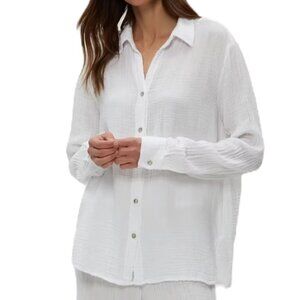 C&C CALIFORNIA Gauze 100% Cotton White Button Down Long-Sleeved Shirt Medium M